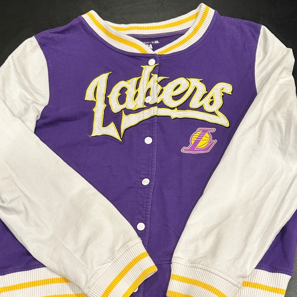 5th & Ocean Purple and White Lakers Bomber Jacket